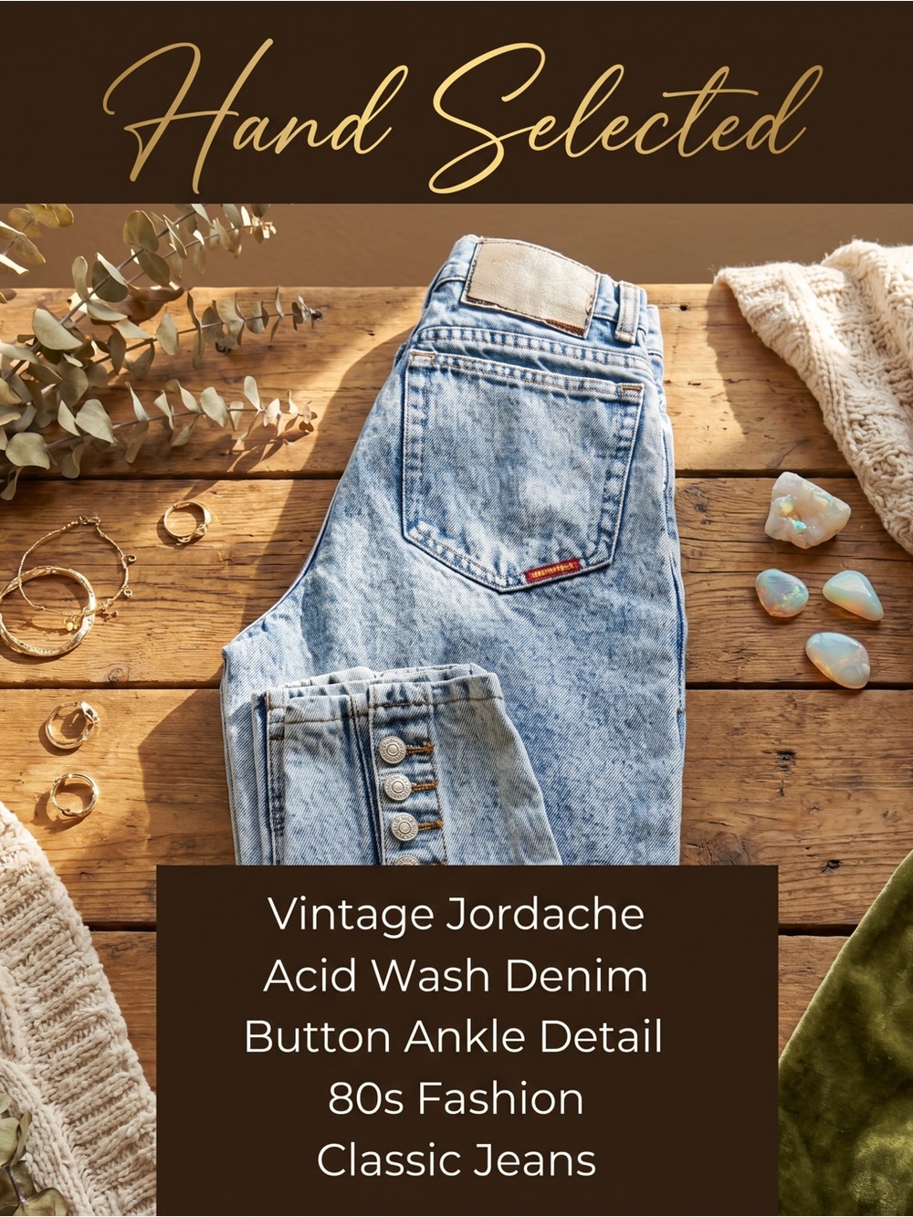 Jordache 80s Vintage High Rise Button Fly Ankle Cropped Jeans Light Blue 28